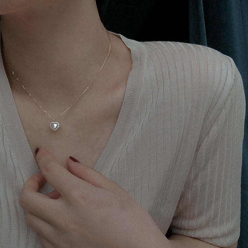 Buy Pearl Heart Halo Necklace - Gold Plated 925 Sterling Silver - Necklaces at Presentopia - View 4