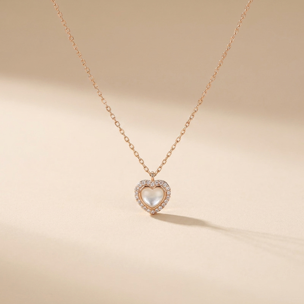 Buy Pearl Heart Halo Necklace - Gold Plated 925 Sterling Silver at Pinky Promise