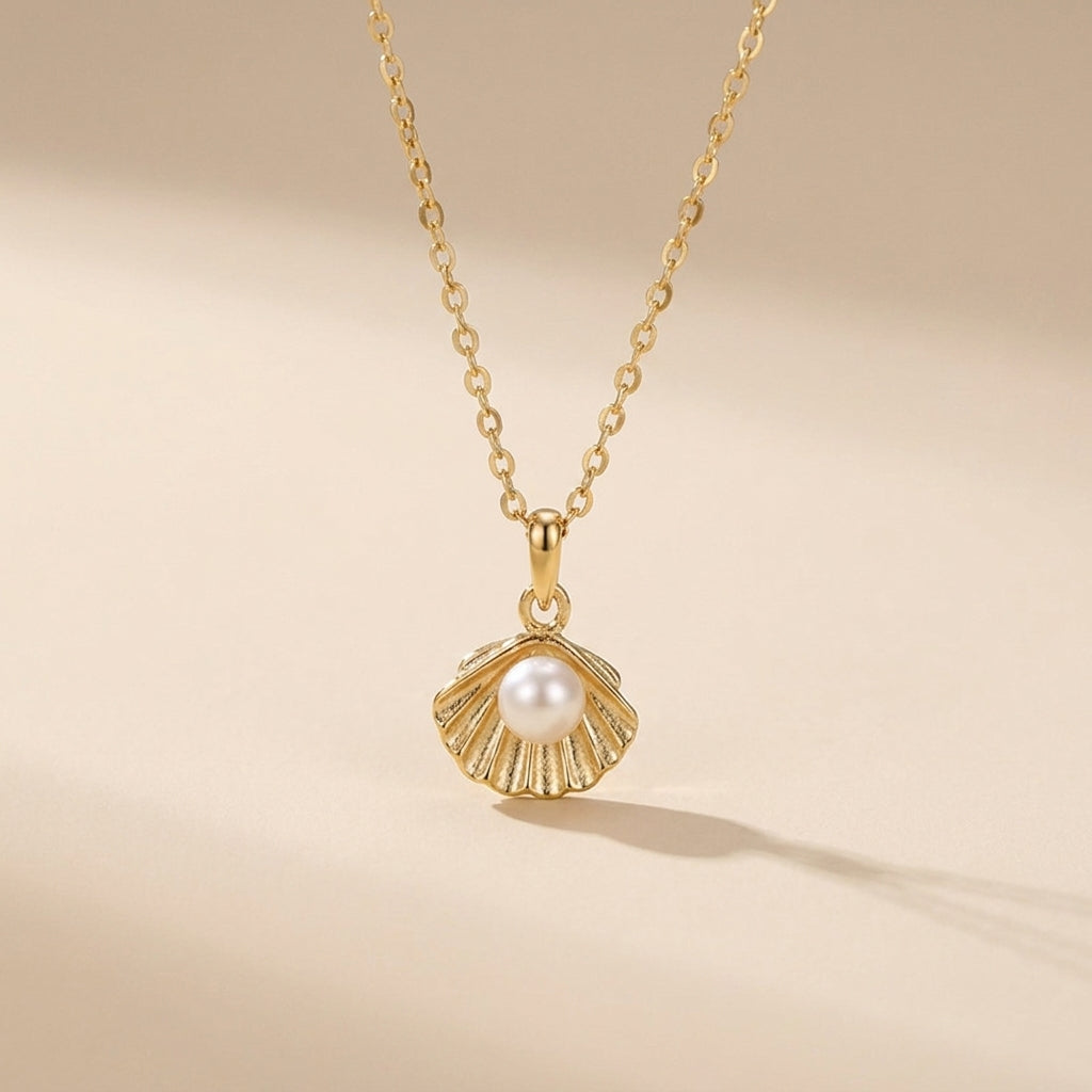 Buy Pearl Seashell Pendant Necklace – 925 Sterling Silver, Gold Plated at Pinky Promise