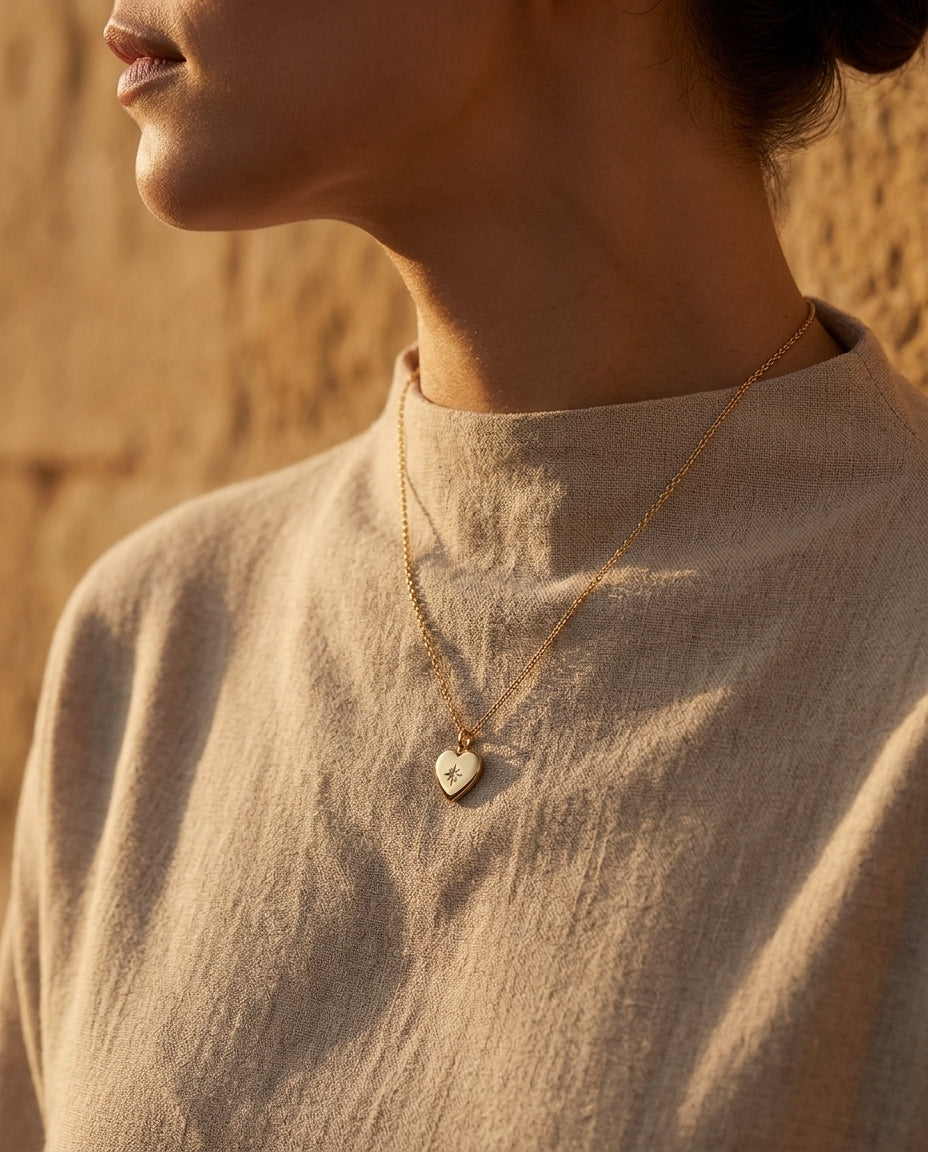 Polished Heart Star Pendant Necklace - Gold Plated 925 Sterling Silver - Photo 5 | Pinky Promise