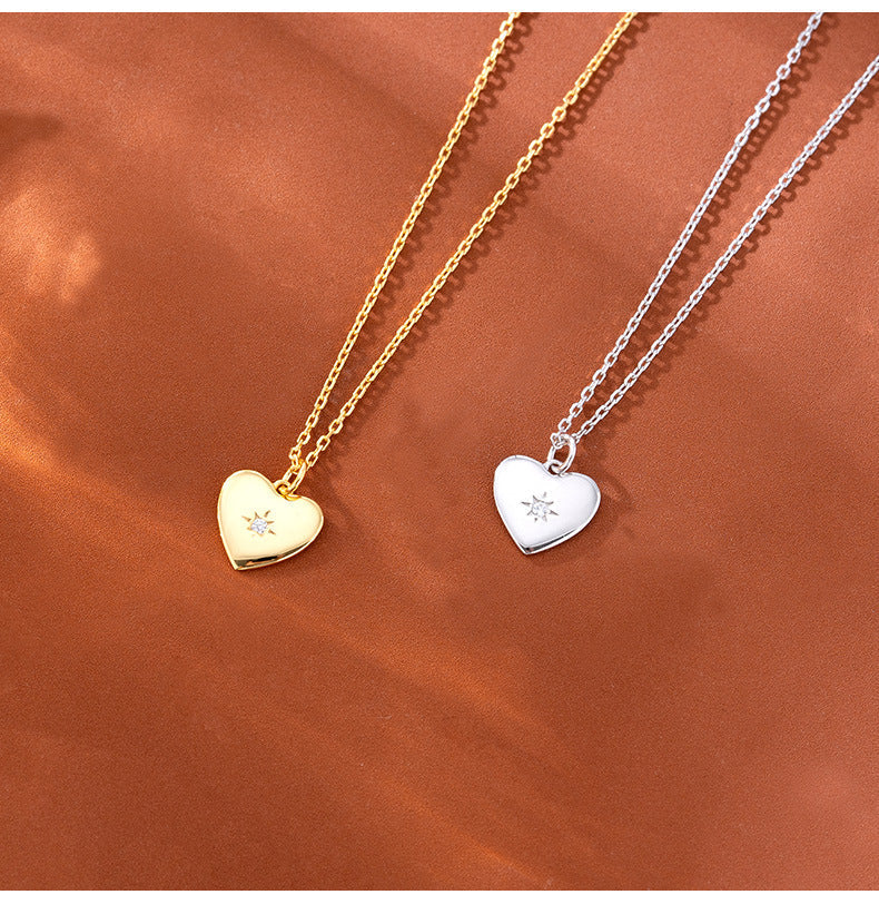 Polished Heart Star Pendant Necklace - Gold Plated 925 Sterling Silver - Photo 7 | Pinky Promise