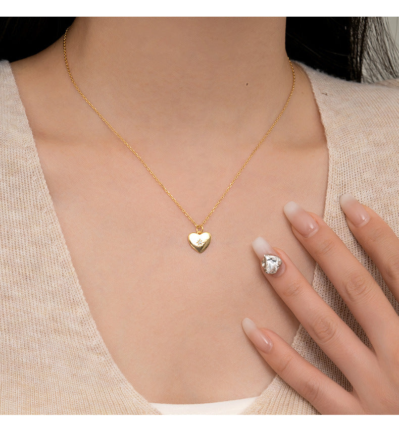 Polished Heart Star Pendant Necklace - Gold Plated 925 Sterling Silver - Photo 10 | Pinky Promise