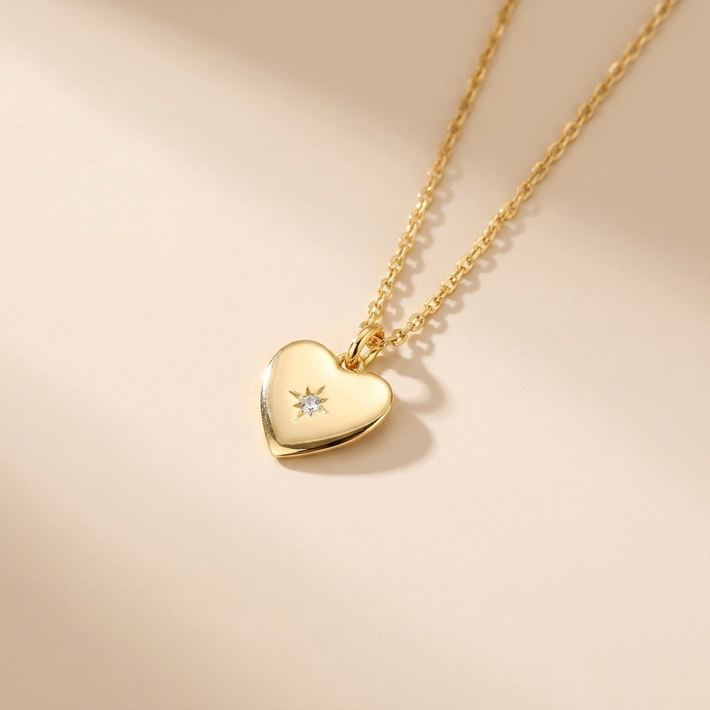 Buy Polished Heart Star Pendant Necklace - Gold Plated 925 Sterling Silver at Pinky Promise