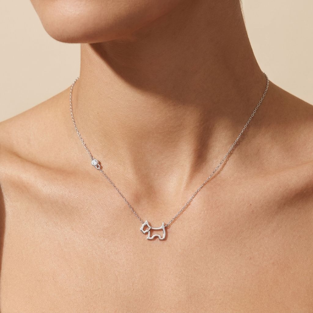 Buy Puppy Outline Necklace - 925 Sterling Silver - Necklaces at Presentopia - View 2
