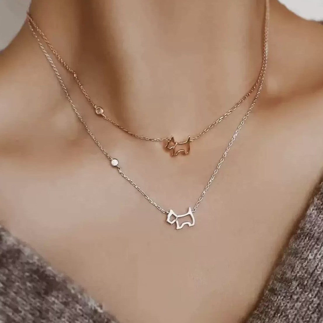 Buy Puppy Outline Necklace - 925 Sterling Silver - Necklaces at Presentopia - View 3