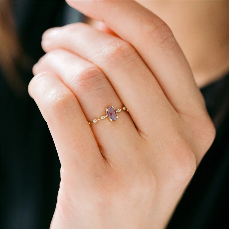 Buy Purple Oval Ring – 925 Sterling Silver, Gold Plated - Rings at Presentopia - View 10