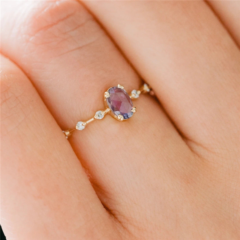 Buy Purple Oval Ring – 925 Sterling Silver, Gold Plated - Rings at Presentopia - View 3