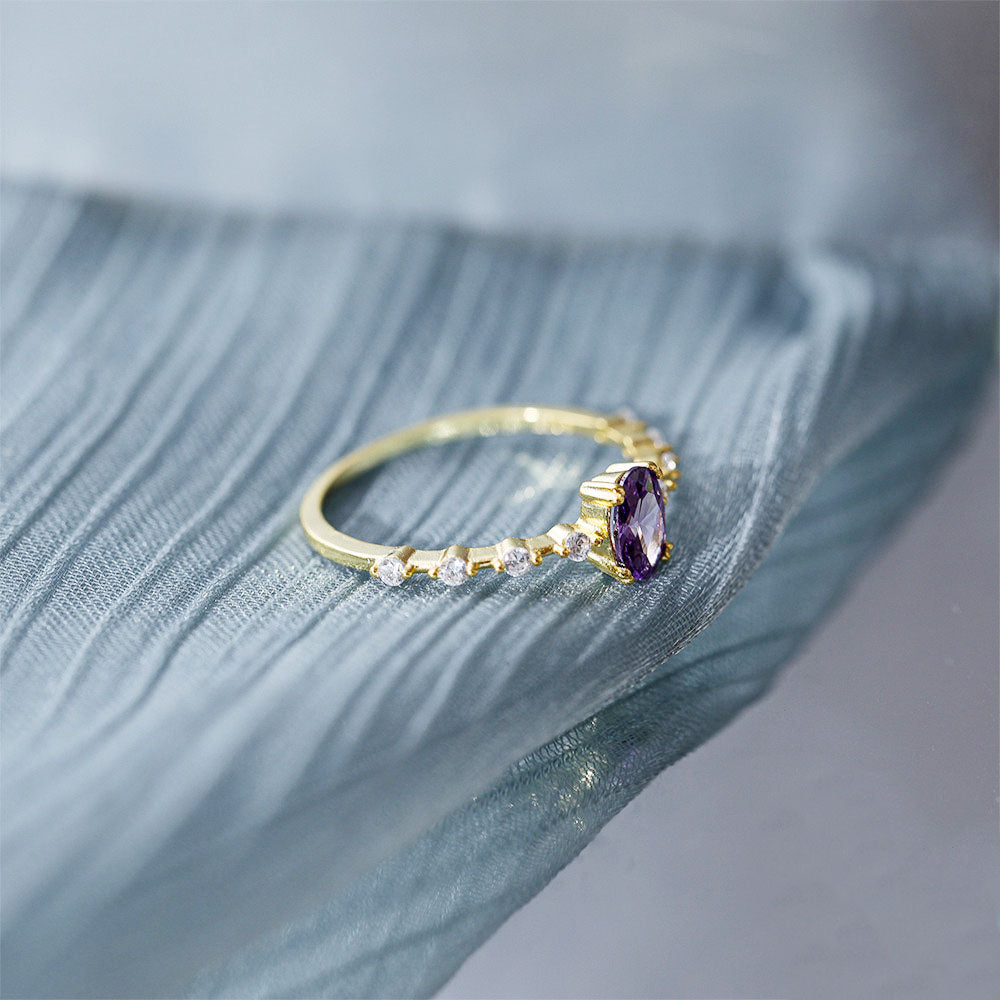Buy Purple Oval Ring – 925 Sterling Silver, Gold Plated - Rings at Presentopia - View 6