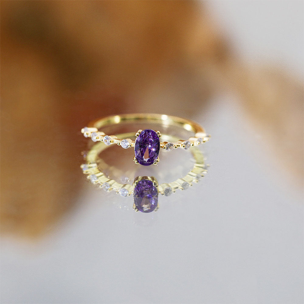 Buy Purple Oval Ring – 925 Sterling Silver, Gold Plated - Rings at Presentopia - View 9