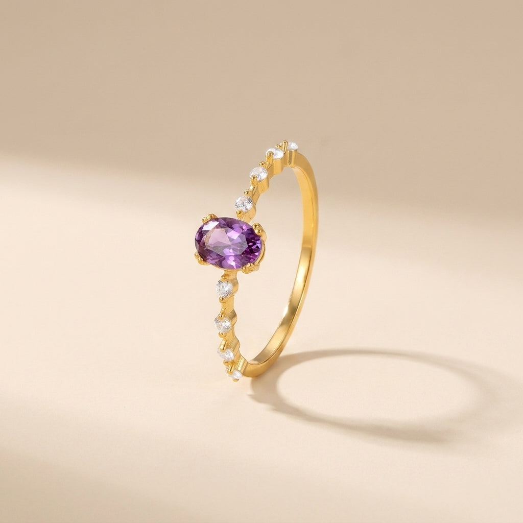 Buy Purple Oval Ring – 925 Sterling Silver, Gold Plated - Rings at Presentopia