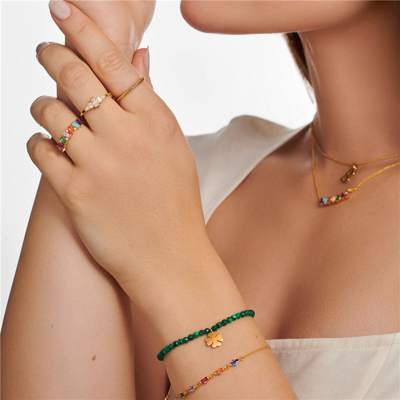 Buy Rainbow Baguette Zigzag Ring - Gold Plated 925 Sterling Silver - Rings at Presentopia - View 5