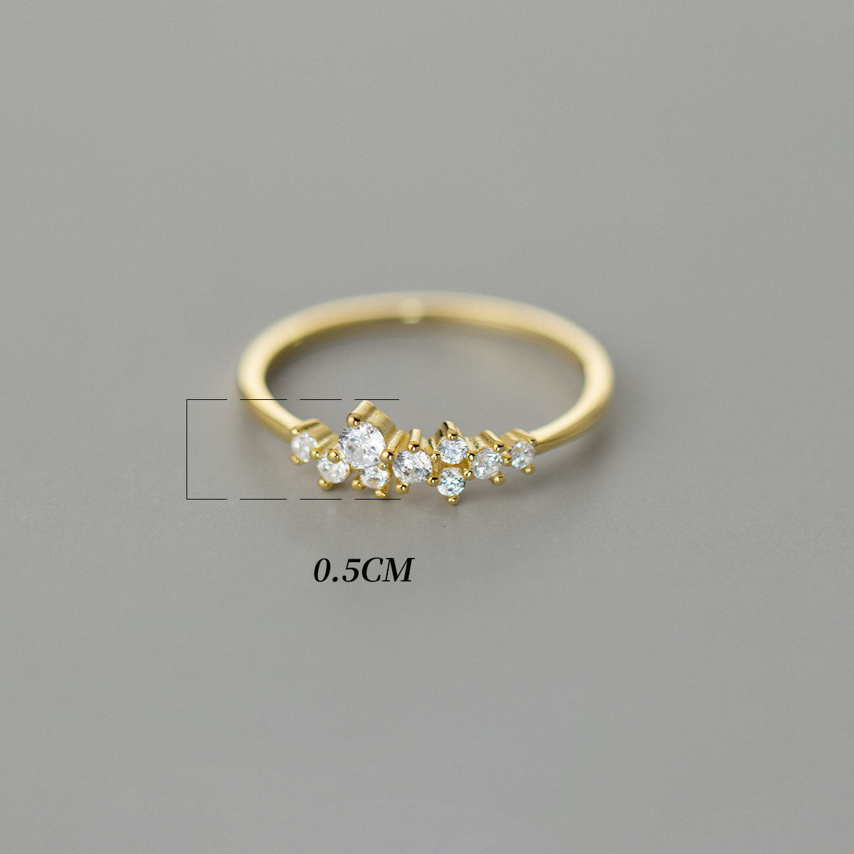 Buy Scattered Crystal Cluster Ring – 925 Sterling Silver, Gold Plated - Rings at Presentopia - View 3