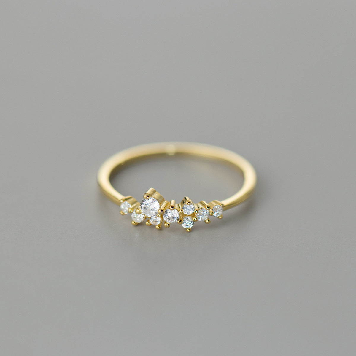 Buy Scattered Crystal Cluster Ring – 925 Sterling Silver, Gold Plated - Rings at Presentopia - View 4