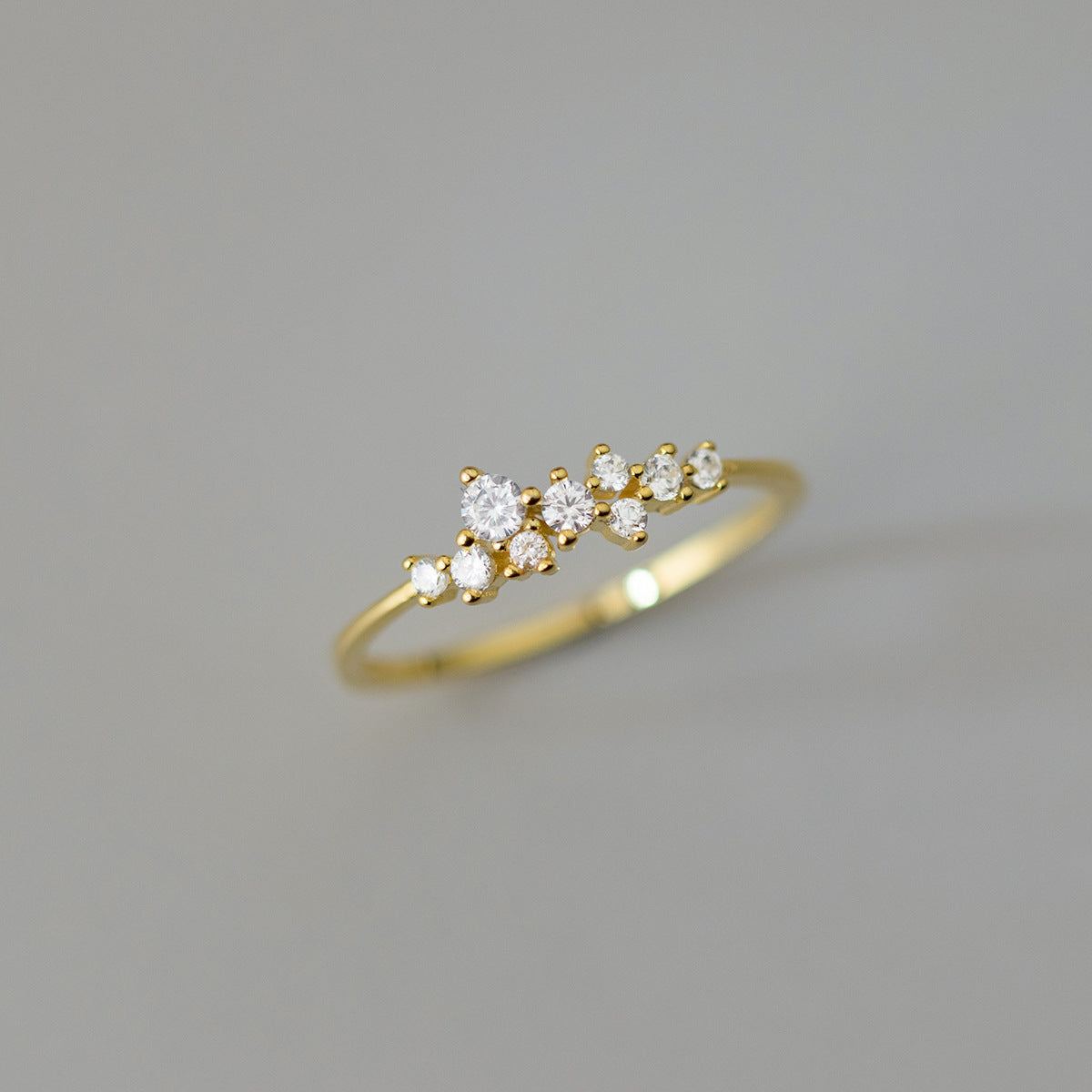 Buy Scattered Crystal Cluster Ring – 925 Sterling Silver, Gold Plated - Rings at Presentopia - View 5