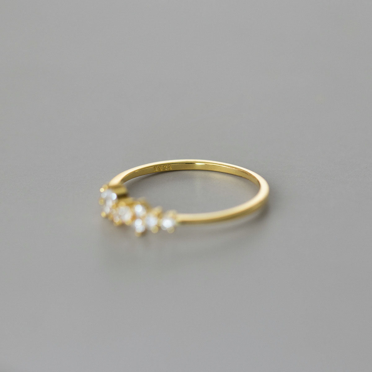 Buy Scattered Crystal Cluster Ring – 925 Sterling Silver, Gold Plated - Rings at Presentopia - View 6