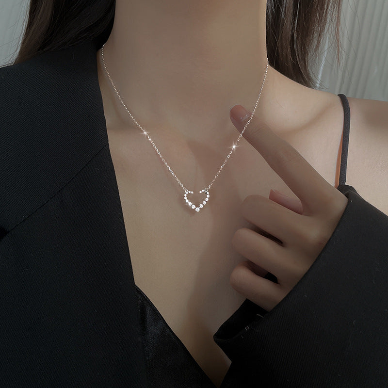 Buy Sparkling Open Heart Necklace - 925 Sterling Silver - Necklaces at Presentopia - View 4