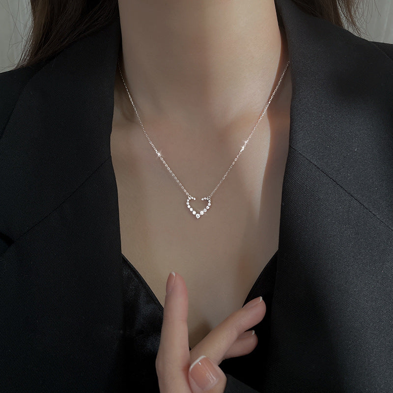 Buy Sparkling Open Heart Necklace - 925 Sterling Silver - Necklaces at Presentopia - View 5