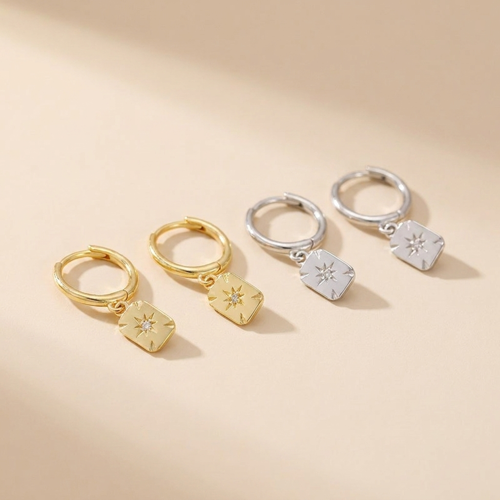 Buy Starburst Charm Earrings - 925 Sterling Silver - Earrings at Presentopia