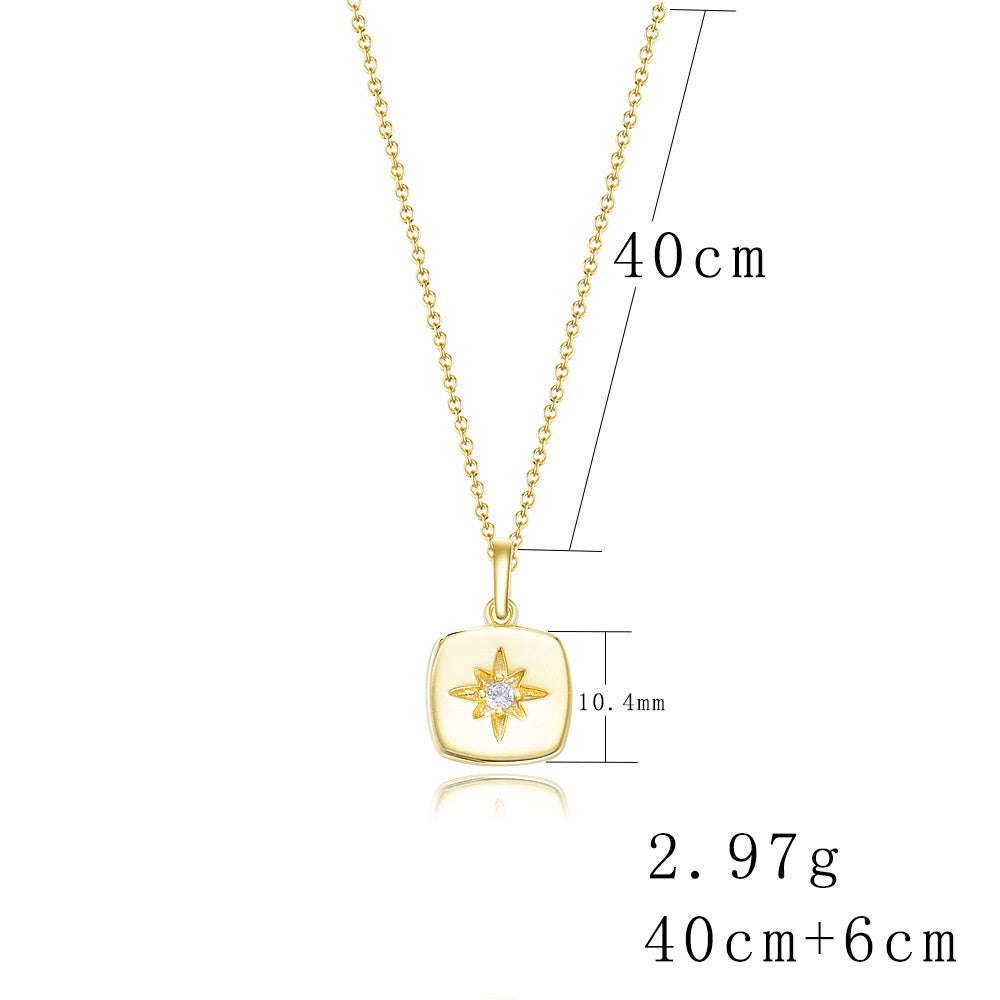 Starburst Compass Pendant Necklace - Gold Plated 925 Sterling Silver - Photo 8 | Pinky Promise
