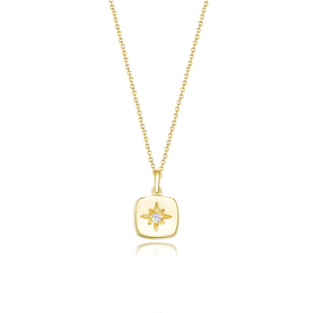 Starburst Compass Pendant Necklace - Gold Plated 925 Sterling Silver - Photo 9 | Pinky Promise