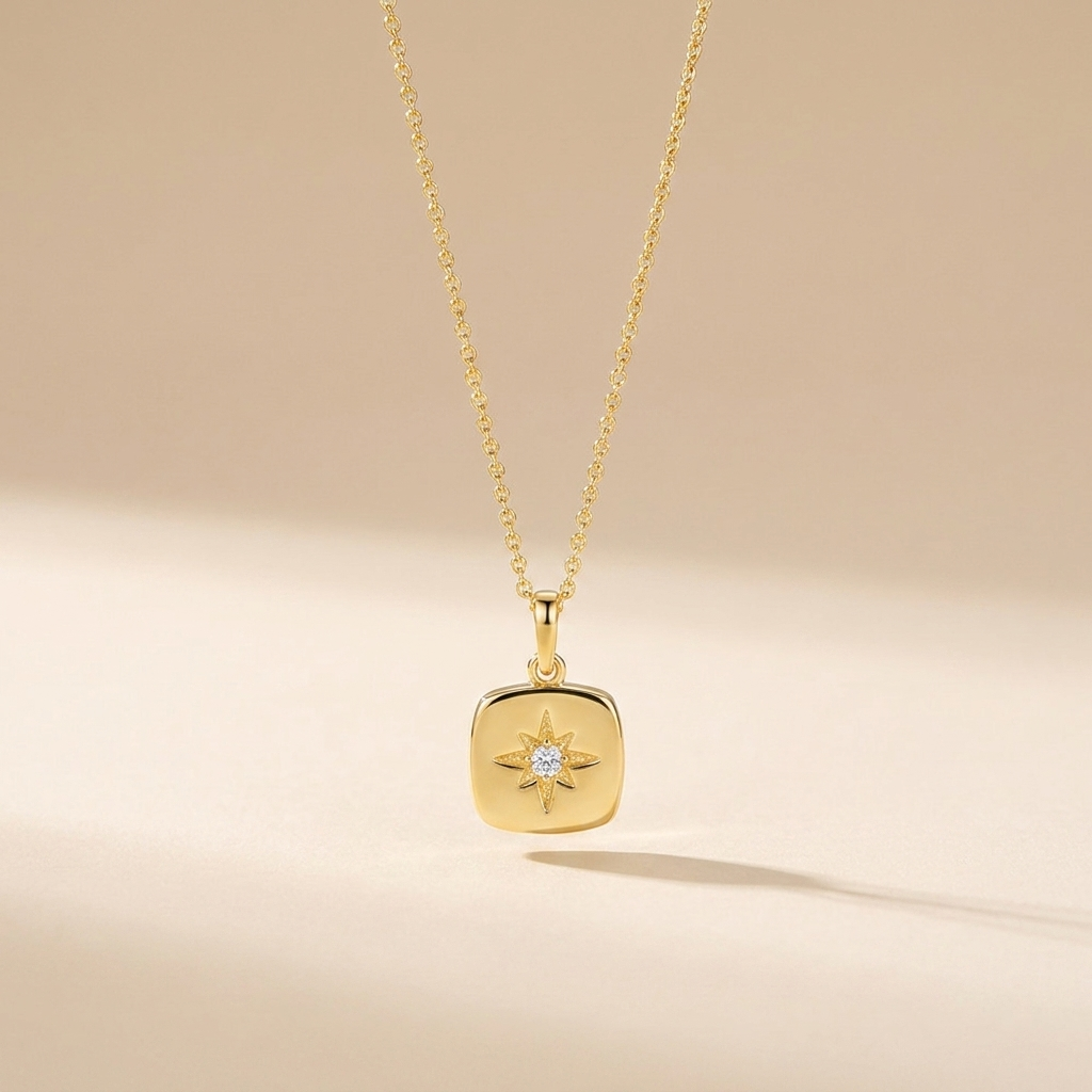 Buy Starburst Compass Pendant Necklace - Gold Plated 925 Sterling Silver - Necklaces at Presentopia