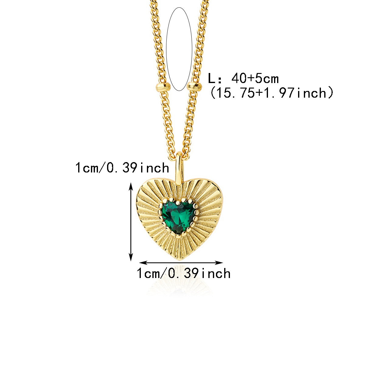 Buy Sunburst Emerald Heart Pendant Necklace - Gold Plated 925 Sterling Silver - Necklaces at Presentopia - View 4