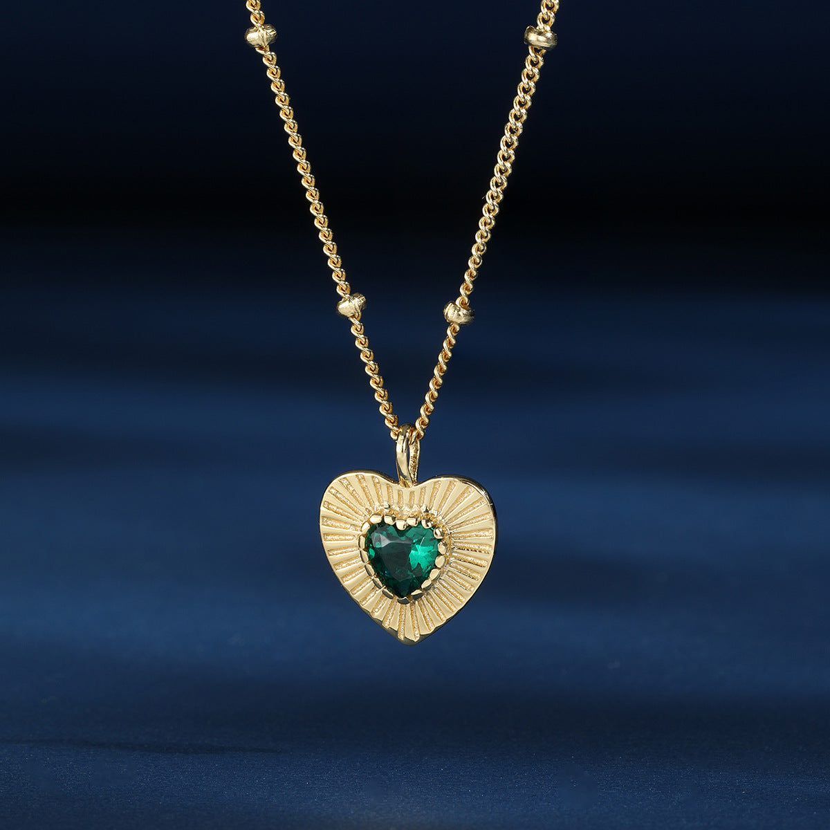 Buy Sunburst Emerald Heart Pendant Necklace - Gold Plated 925 Sterling Silver - Necklaces at Presentopia - View 5