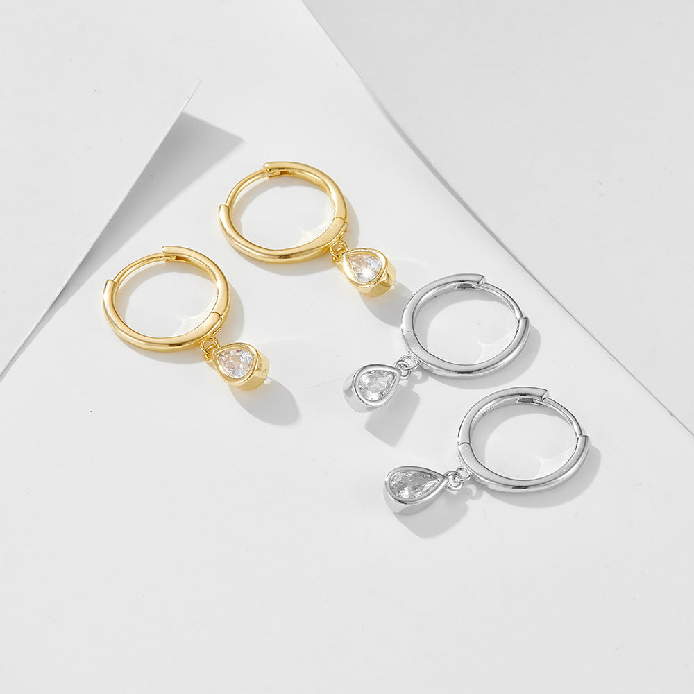 Buy Teardrop Zircon Hoop Earrings - 925 Sterling Silver - Earrings at Presentopia - View 6
