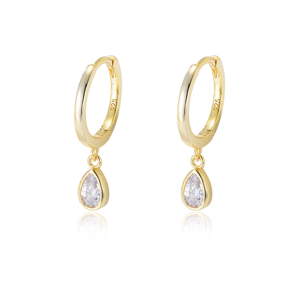 Teardrop Zircon Hoop Earrings - 925 Sterling Silver - Photo 6 | Pinky Promise