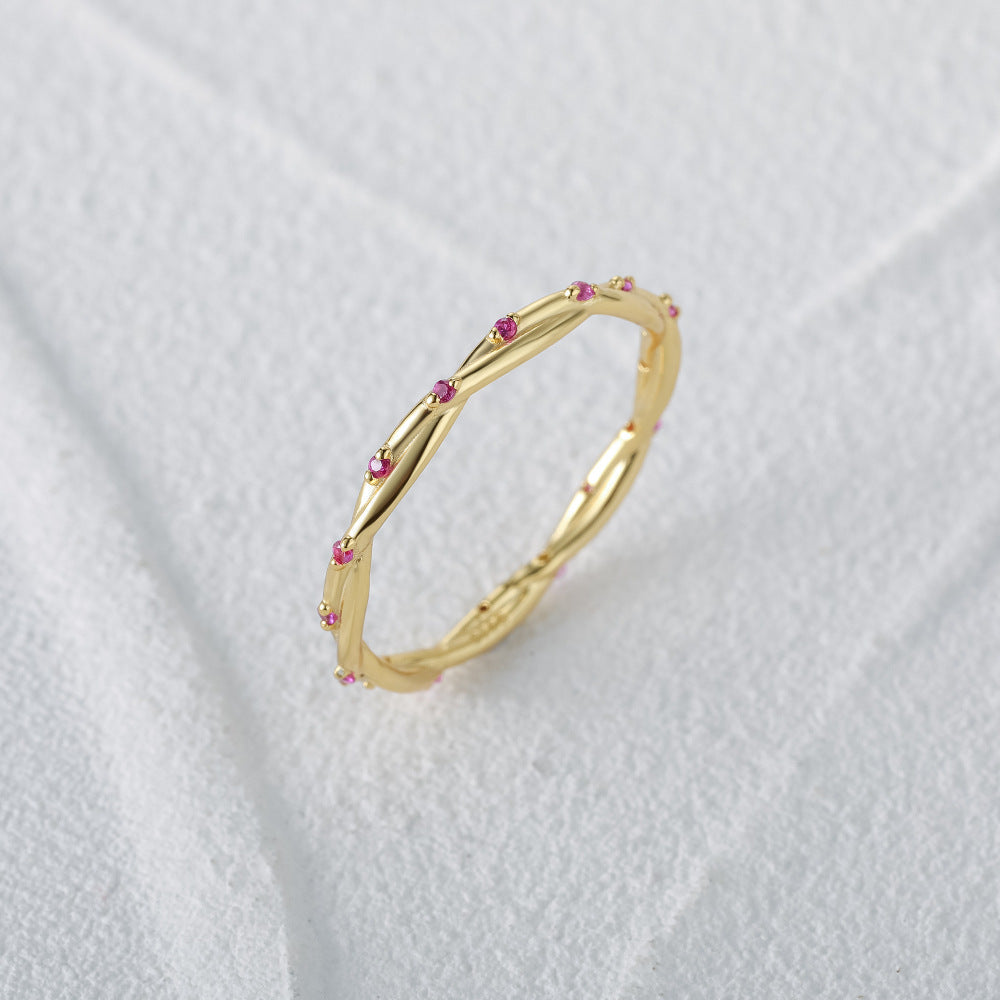 Twisted Vine Pink Stone Ring – 925 Sterling Silver, Gold Plated - Photo 11 | Pinky Promise