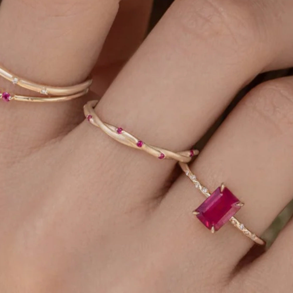 Twisted Vine Pink Stone Ring – 925 Sterling Silver, Gold Plated - Photo 6 | Pinky Promise