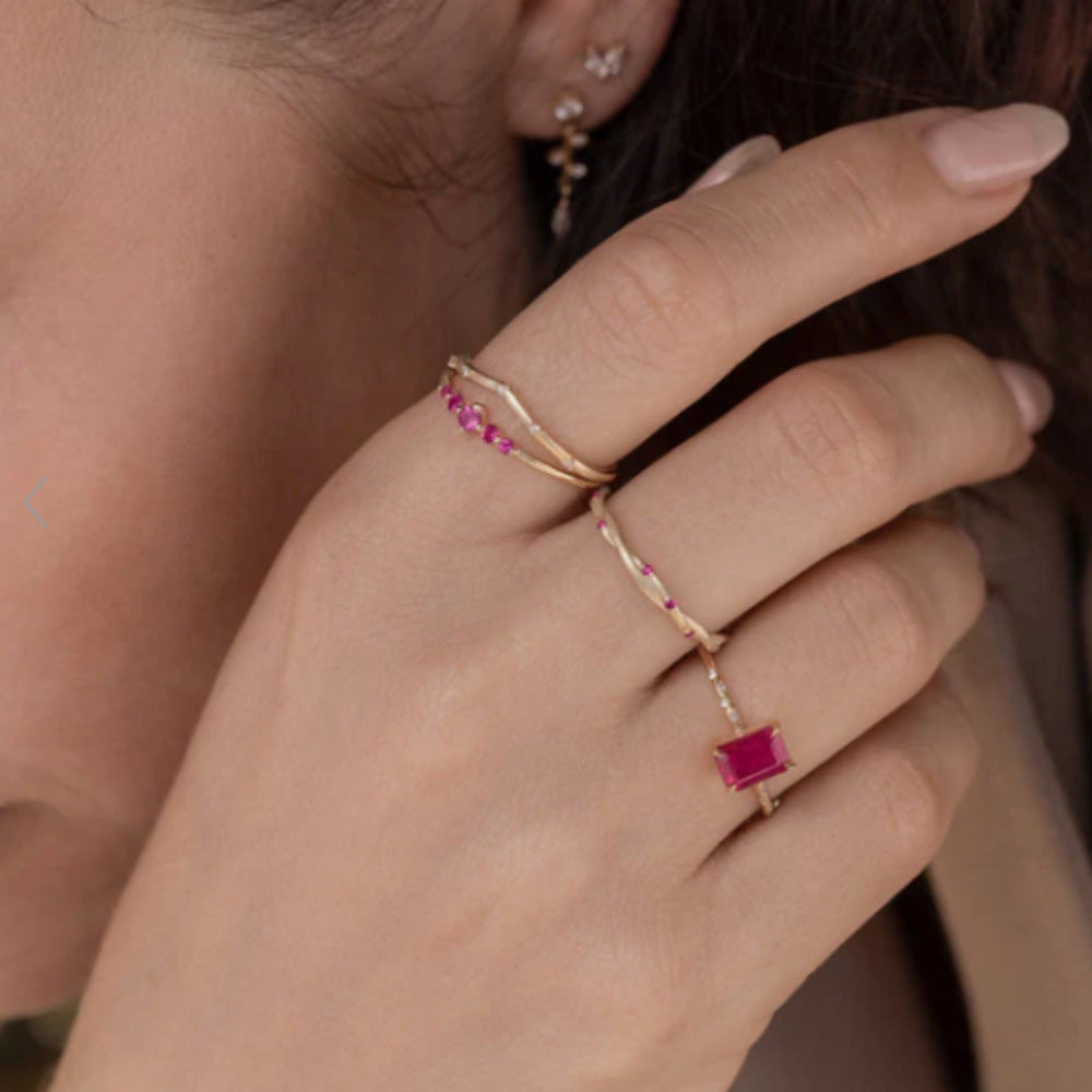 Twisted Vine Pink Stone Ring – 925 Sterling Silver, Gold Plated - Photo 8 | Pinky Promise